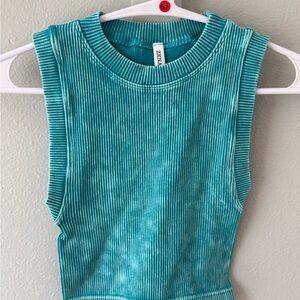 Zenana Outfitters Teal Ribbed Top